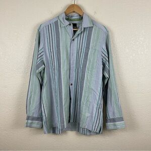 Tommy Bahama Striped Button Front Long Sleeve Silk Blend Top Size Small Men